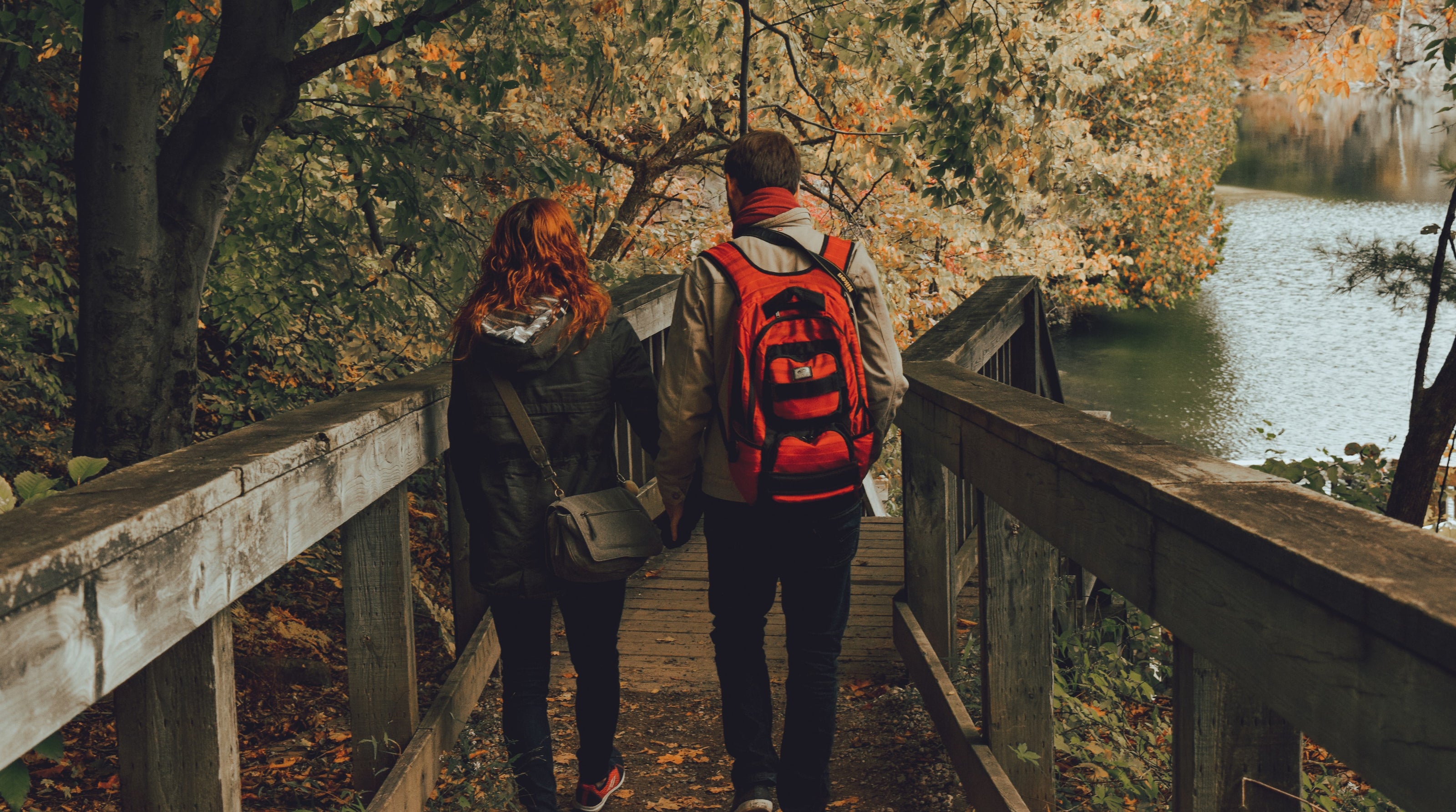 Healthy couple walking in nature